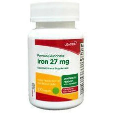 Leader Vitamin Ferrous Gluconate Iron 27mg (100 tablets)