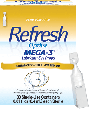 Refresh Optive Mega-3 Lubricant Eye Drops- 30 Single-Use Containers (0.01fl oz each)