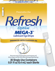 Refresh Optive Mega-3 Lubricant Eye Drops- 30 Single-Use Containers (0.01fl oz each)