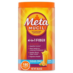 Metamucil Psyllium Fiber Supplement 4-in-1 Fiber Sugar-Free Orange Flavor 180 teaspoons (36.8oz)
