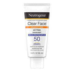Neutrogena Clear Face Oil Free Sunscreen SPF 50 3.0 oz