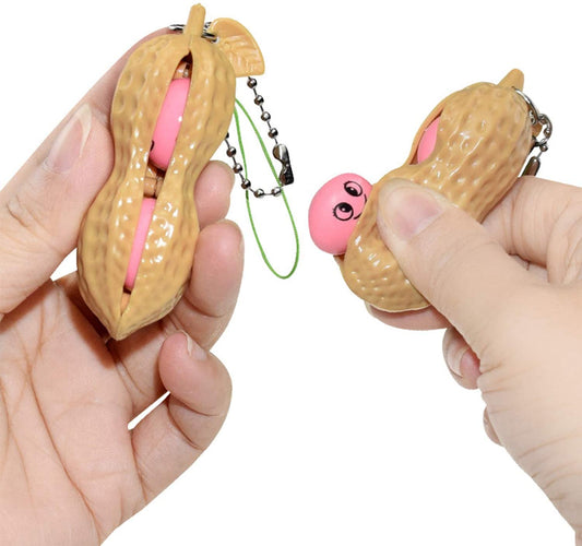 Fidget Frenzy Rubber Squeeze Peanut Keychain 1ct