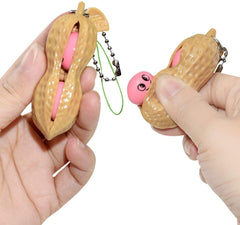 Fidget Frenzy Rubber Squeeze Peanut Keychain 1ct