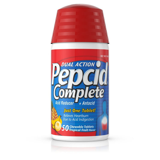Pepcid Complete Dual Action Tropical Fruit Flavor 50 Chewable Tablets