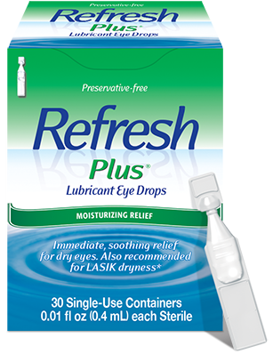 Refresh Plus Lubricant Moisturizing Relief Eye Drops- 30 Vials (0.01fl oz each)