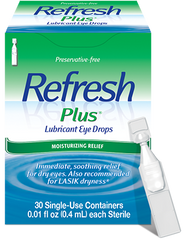 Refresh Plus Lubricant Moisturizing Relief Eye Drops- 30 Vials (0.01fl oz each)