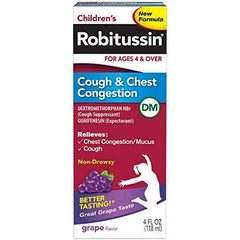 Children's Robitussin Cough & Chest Congestion DM Grape Flavor Liquid 4fl oz