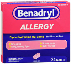 Benadryl Allergy 25mg Ultratabs (24 tablets)