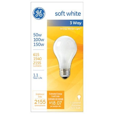 GE Soft White Light Bulb 3-Way 50/100/150 Watt (1 Pack)