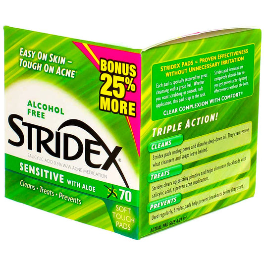 Stridex 0.5% Salicylic Acid Sensitive Acne Medication Pads 70 Soft Touch Pads
