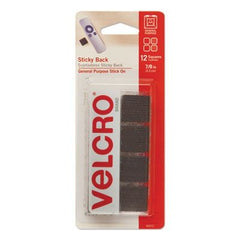 Velcro Sticky Black Squares 12ct